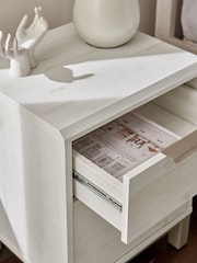 White Bronx Oak Effect 2 Drawer Bedside Table - Image 4 of 8