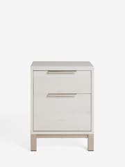 White Bronx Oak Effect 2 Drawer Bedside Table - Image 5 of 8