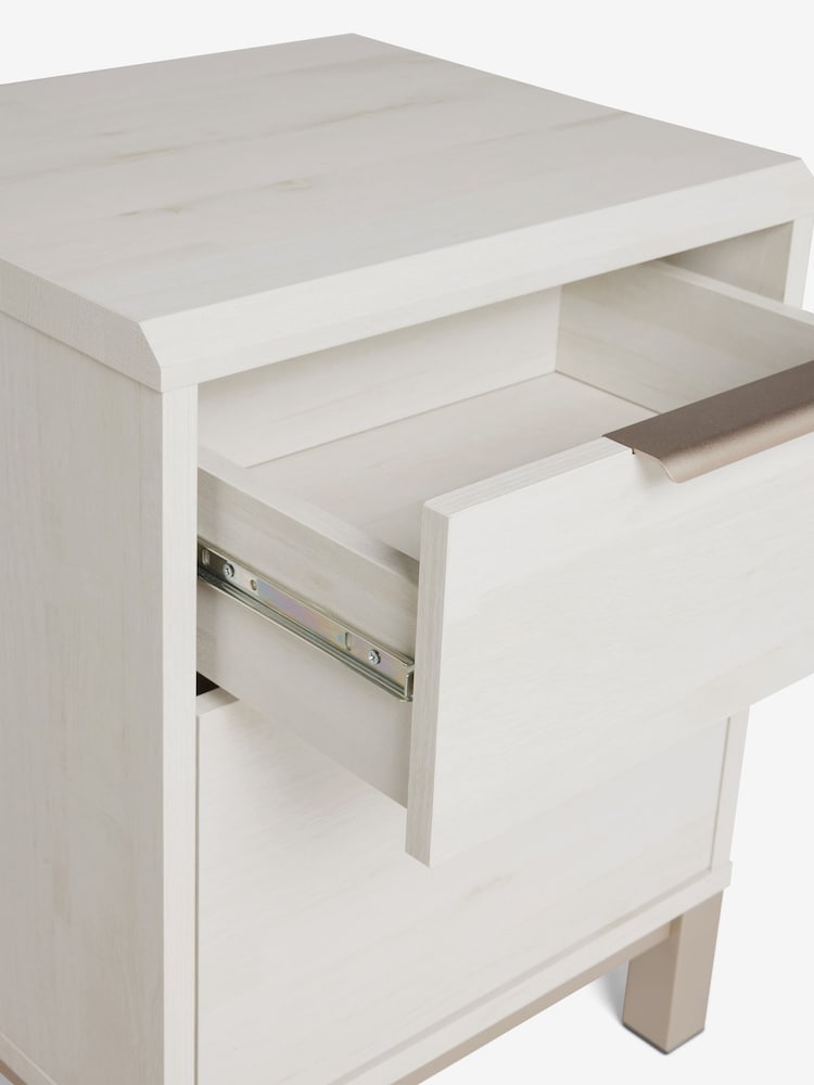 White Bronx Oak Effect 2 Drawer Bedside Table - Image 8 of 8