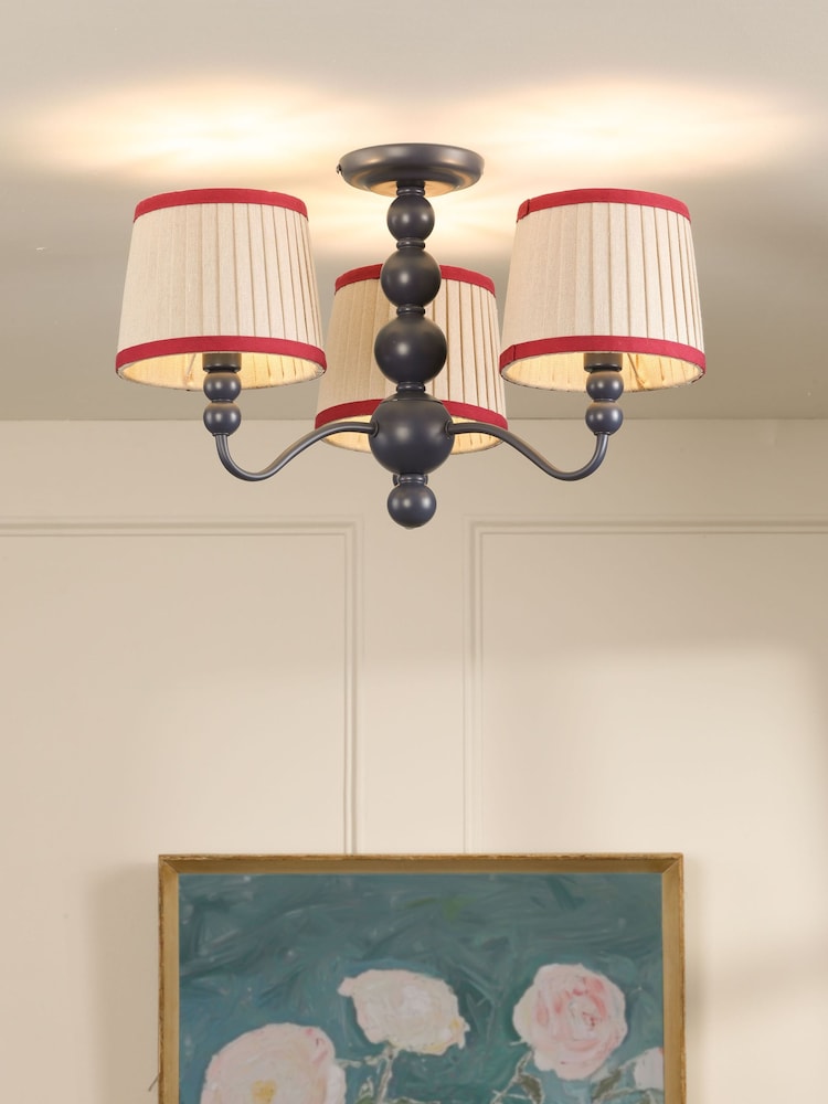 Joules Blue Harewood 3 Light Semi Flush Ceiling Light - Image 1 of 6 Joules Blue Harewood 3 Light Semi Flush Ceiling Light - Image 1 of 6