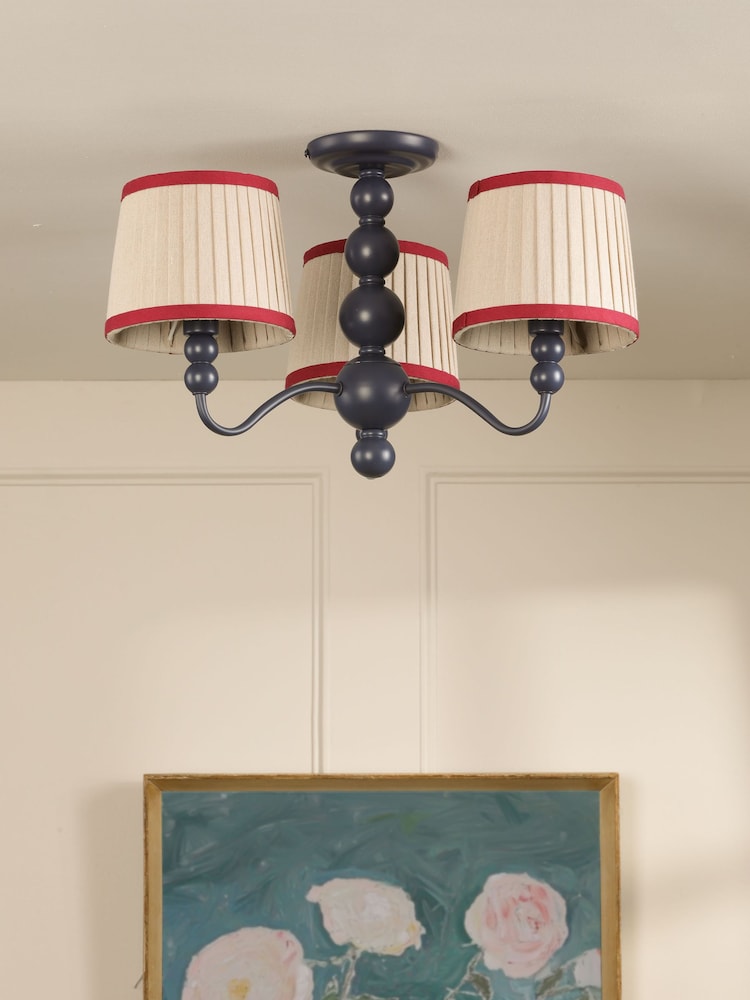 Joules Blue Harewood 3 Light Semi Flush Ceiling Light - Image 2 of 6 Joules Blue Harewood 3 Light Semi Flush Ceiling Light - Image 2 of 6