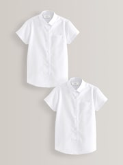 White 2 Pack Short Sleeve Curved Collar School Shirt (3-16yrs) - Image 1 of 6