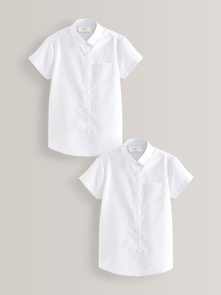 White 2 Pack Short Sleeve Curved Collar School Shirt (3-16yrs) - Image 1 of 6