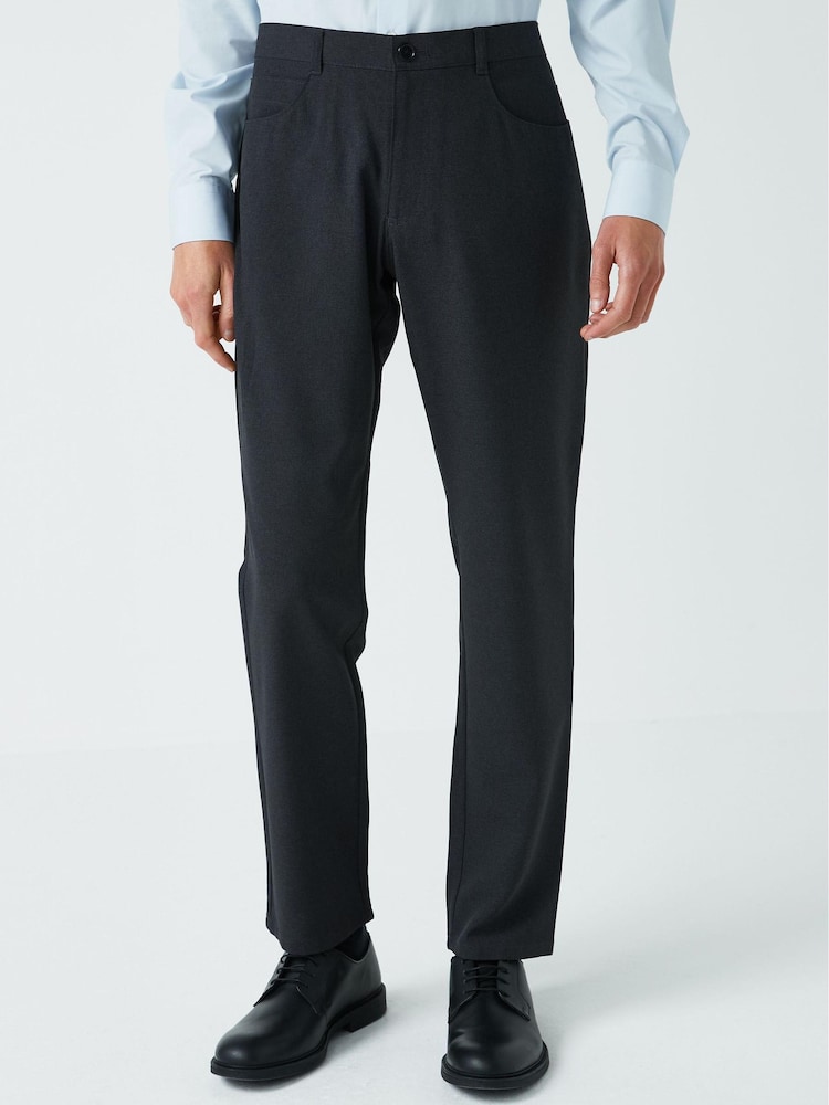 Charcoal Grey Jean Style Slim Machine Washable Plain Front Formal Trousers - Image 1 of 5