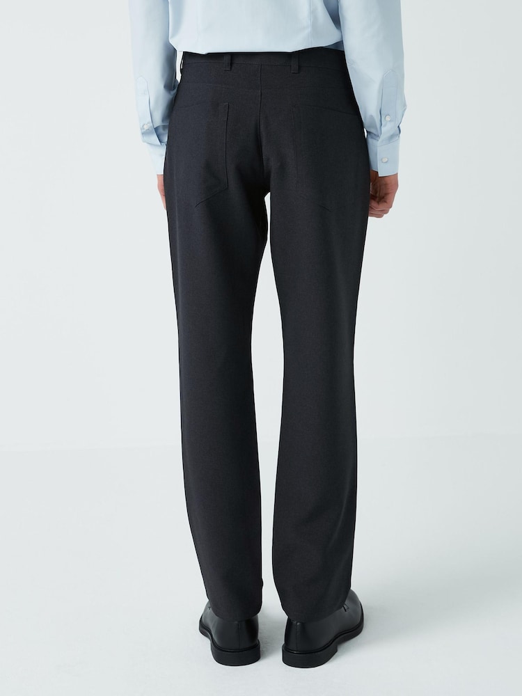 Charcoal Grey Jean Style Slim Machine Washable Plain Front Formal Trousers - Image 2 of 5