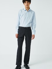 Charcoal Grey Jean Style Slim Machine Washable Plain Front Formal Trousers - Image 3 of 5
