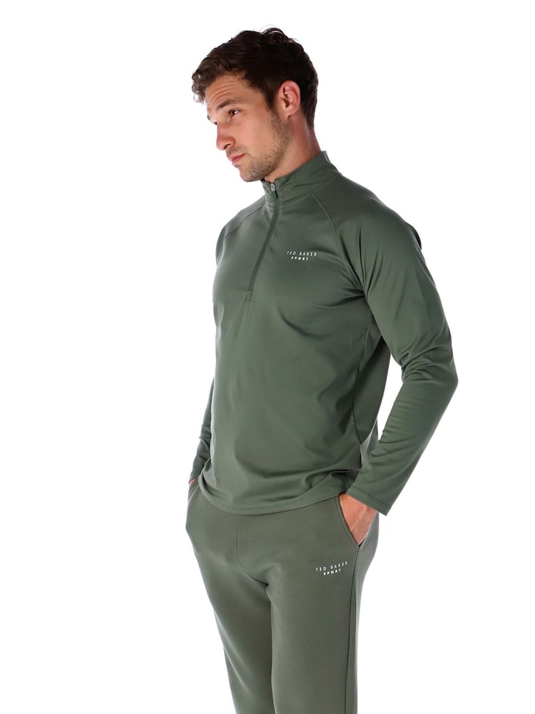 Ted Baker Sport Green Essentials 1/4 Zip Top - Image 4 of 4 Ted Baker Sport Green Essentials 1/4 Zip Top - Image 4 of 4