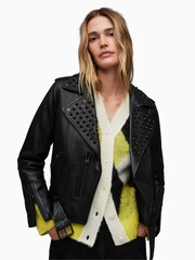 AllSaints Balfern Studded Biker Jacket - Image 1 of 8