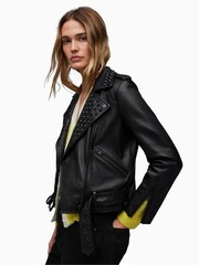 AllSaints Balfern Studded Biker Jacket - Image 4 of 8