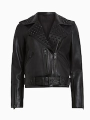 AllSaints Balfern Studded Biker Jacket - Image 8 of 8