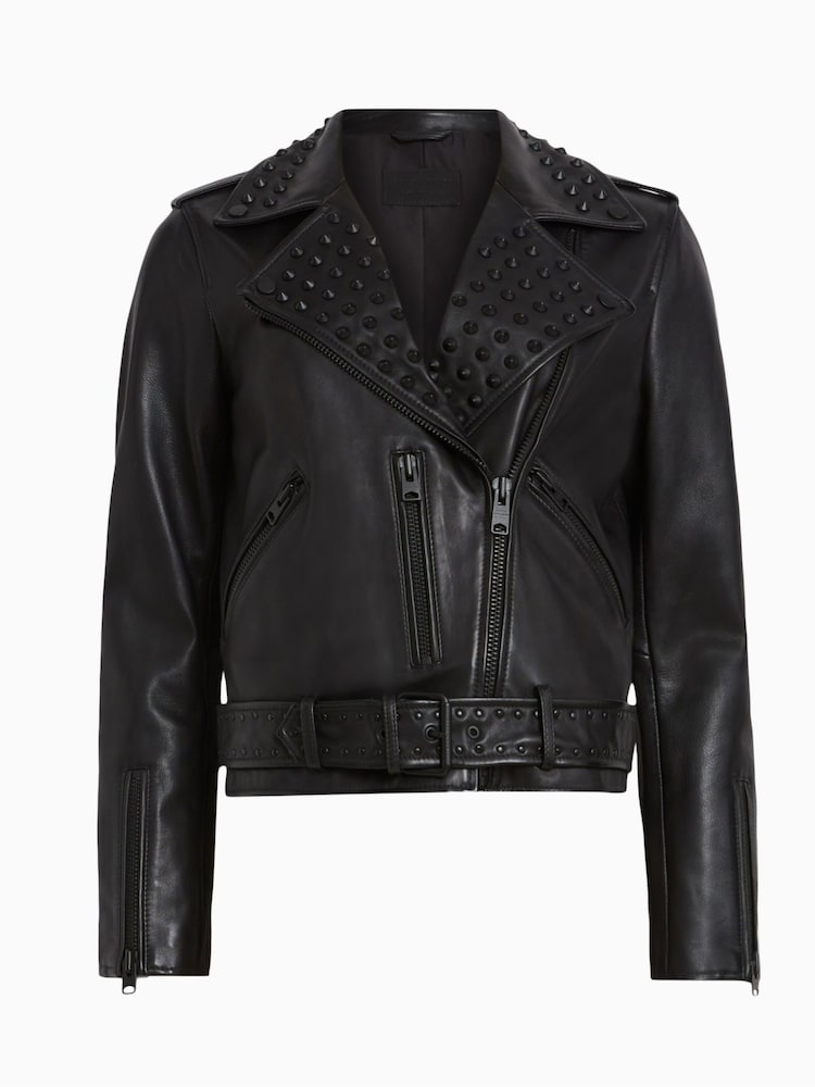 AllSaints Balfern Studded Biker Jacket - Image 8 of 8