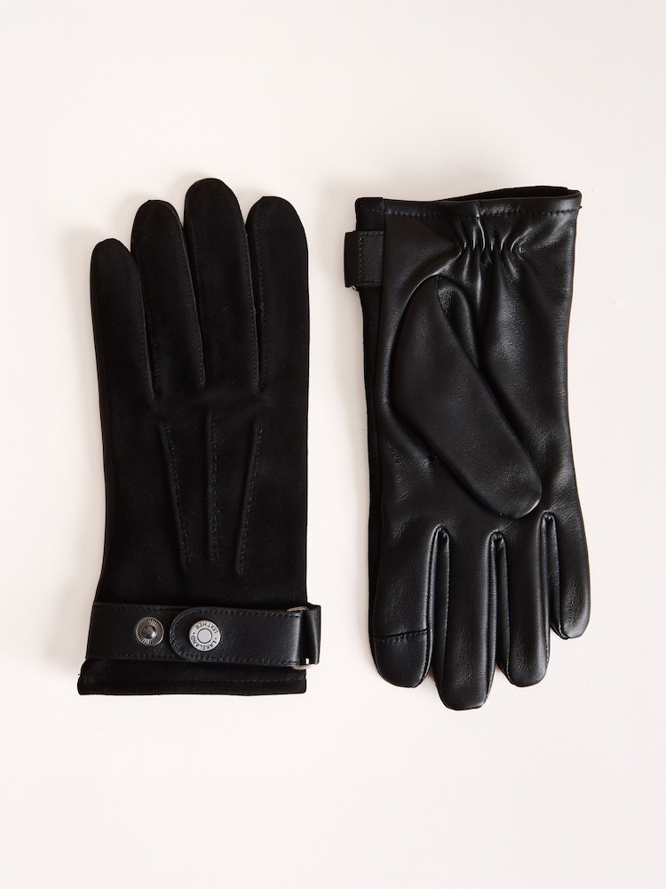 Lakeland Leather Black Richard Suede and Leather Gloves - Image 1 of 3 Lakeland Leather Black Richard Suede and Leather Gloves - Image 1 of 3