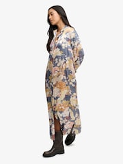 Superdry Blue Satin Print Floral Maxi Shirt Dress - Image 3 of 7