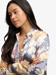 Superdry Blue Satin Print Floral Maxi Shirt Dress - Image 5 of 7