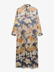 Superdry Blue Satin Print Floral Maxi Shirt Dress - Image 6 of 7