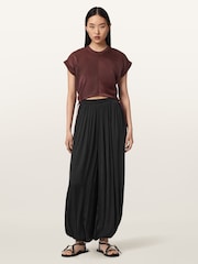 AllSaints Red Mira Satin T-Shirt - Image 2 of 6