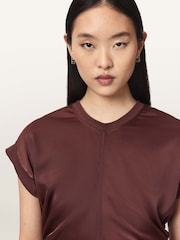 AllSaints Red Mira Satin T-Shirt - Image 3 of 6