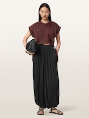 AllSaints Red Mira Satin T-Shirt - Image 5 of 6