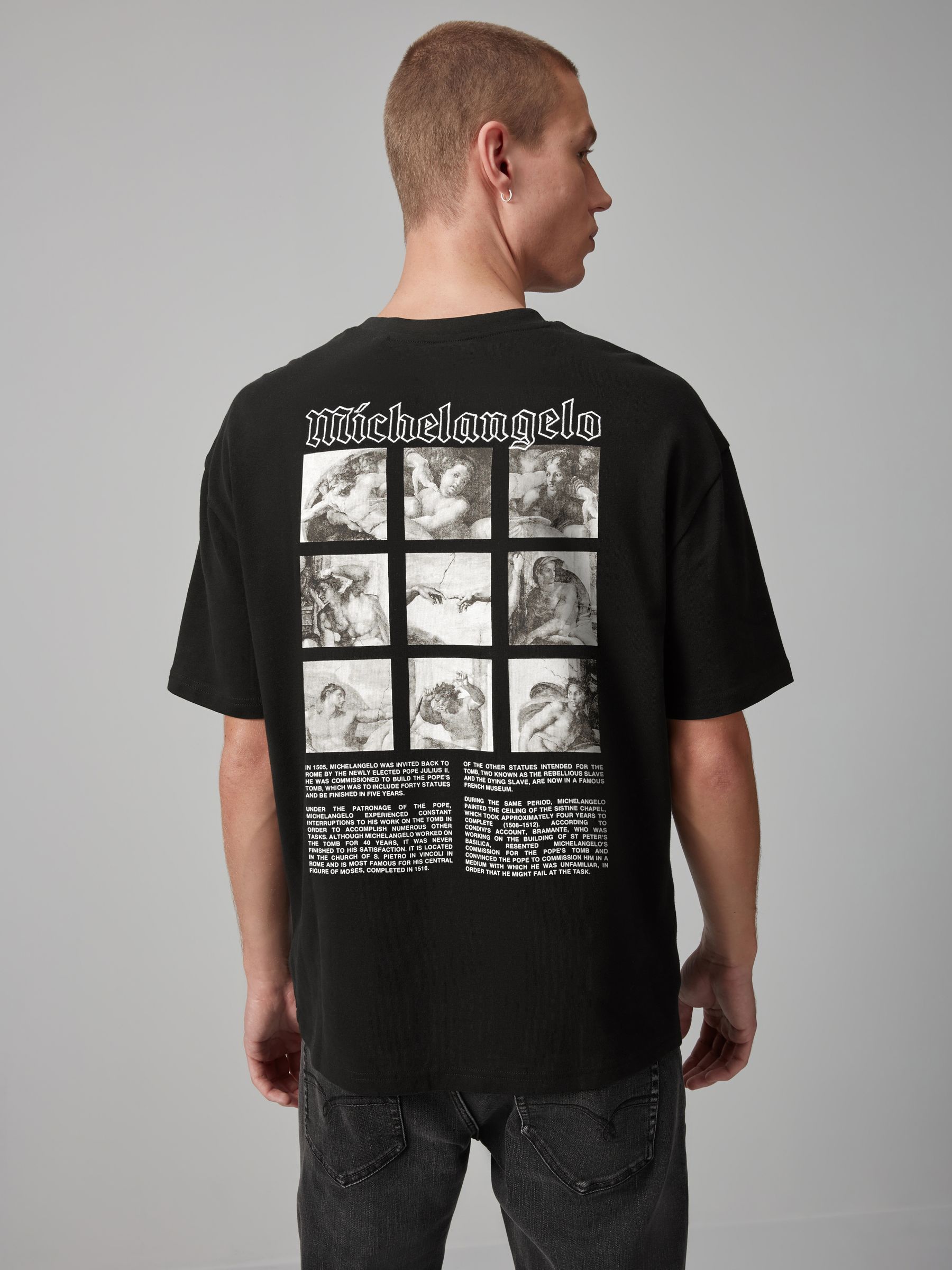 Buy Black Michelangelo Artist Licence T Shirt from Next Luxembourg
