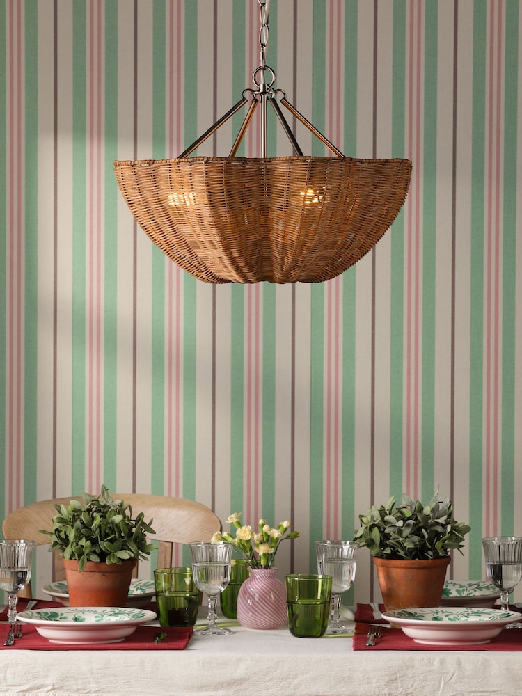 Joules Brown Braywick Rattan Pendant Ceiling Light - Image 1 of 6 Joules Brown Braywick Rattan Pendant Ceiling Light - Image 1 of 6