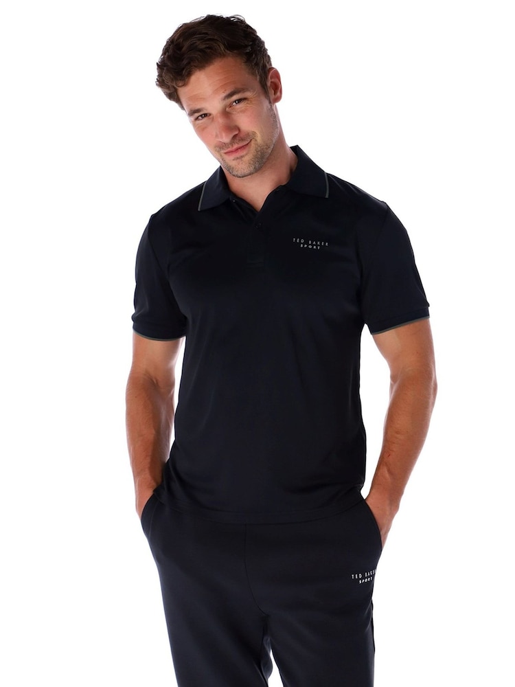 Ted Baker Sport Black Essential Polo Shirt - Image 1 of 4 Ted Baker Sport Black Essential Polo Shirt - Image 1 of 4
