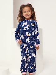 Harry Bear Blue Unicorns And Rainbows Fleece All In One Pyjama - Image 2 of 4