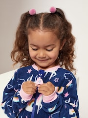 Harry Bear Blue Unicorns And Rainbows Fleece All In One Pyjama - Image 3 of 4