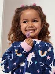 Harry Bear Blue Unicorns And Rainbows Fleece All In One Pyjama - Image 4 of 4