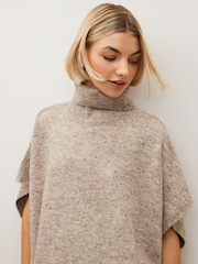 Grigio - Maglione puntinato stile poncho con collo alto - Immagine 4 di 7
