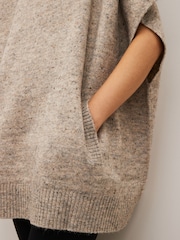 Grigio - Maglione puntinato stile poncho con collo alto - Immagine 5 di 7
