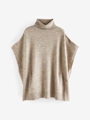 Grigio - Maglione puntinato stile poncho con collo alto - Immagine 6 di 7