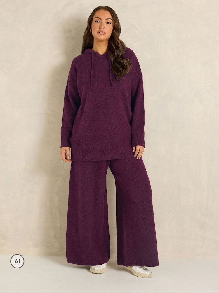 Evans Purple Knitted Hoodie - Image 2 of 6 Evans Purple Knitted Hoodie - Image 2 of 6