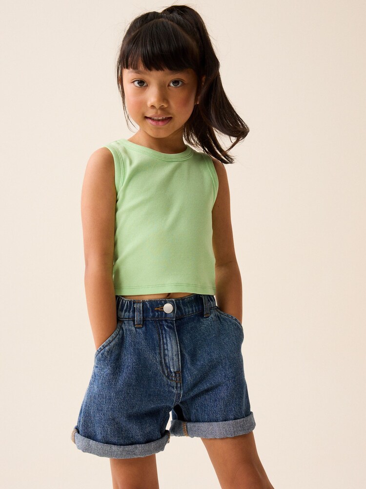 Lime Green Boxy Rib Vest (3-16yrs) - Image 1 of 7