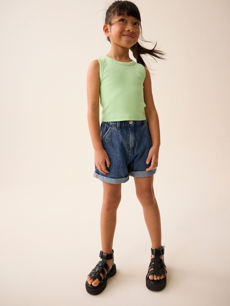 Lime Green Boxy Rib Vest (3-16yrs) - Image 2 of 7