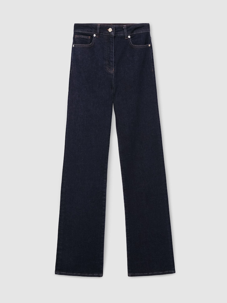Reiss Dark Blue Andi High-Rise Bootcut Jeans - Image 2 of 7 Reiss Dark Blue Andi High-Rise Bootcut Jeans - Image 2 of 7