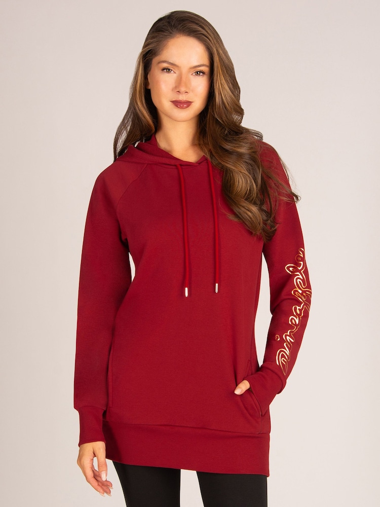 Pineapple Red Longline Logo Hoodie - Image 1 of 5 Pineapple Red Longline Logo Hoodie - Image 1 of 5