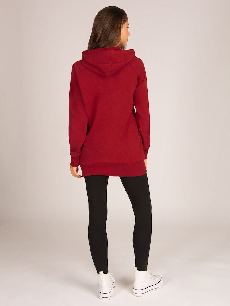 Pineapple Red Longline Logo Hoodie - Image 2 of 5 Pineapple Red Longline Logo Hoodie - Image 2 of 5