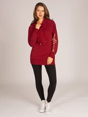 Pineapple Red Longline Logo Hoodie - Image 3 of 5