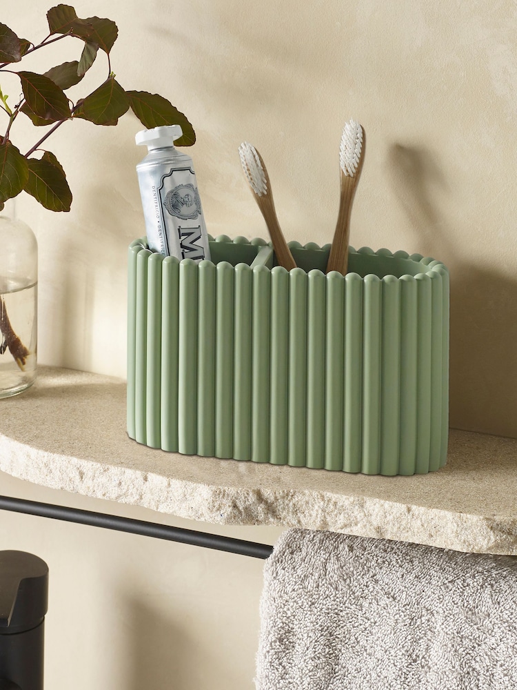 Sage Green Rib Toothbrush Holder - Image 1 of 3