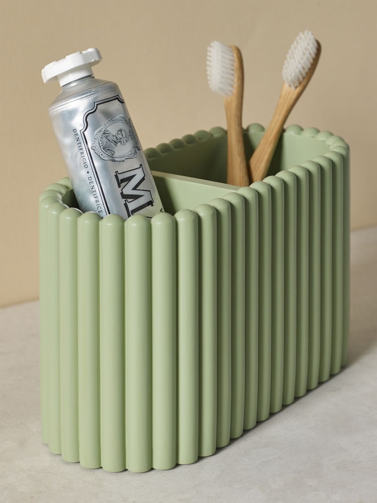 Sage Green Rib Toothbrush Holder - Image 2 of 3