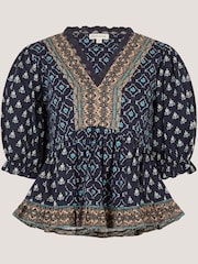 Monsoon Stacee Puff Sleeve Print Jersey Top - 圖片 3/3