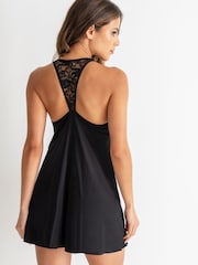 Pour Moi Black Rebel Back Lace Chemise - Image 2 of 4