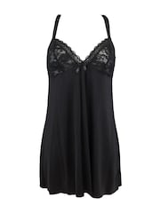 Pour Moi Black Rebel Back Lace Chemise - Image 3 of 4
