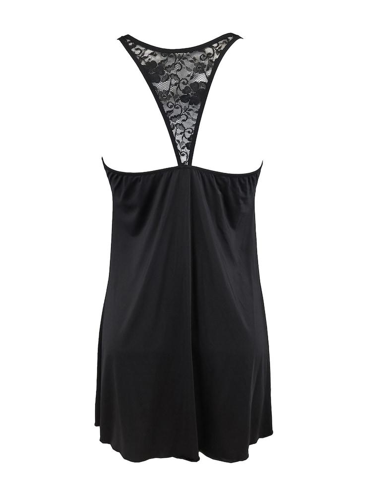 Pour Moi Black Rebel Back Lace Chemise - Image 4 of 4