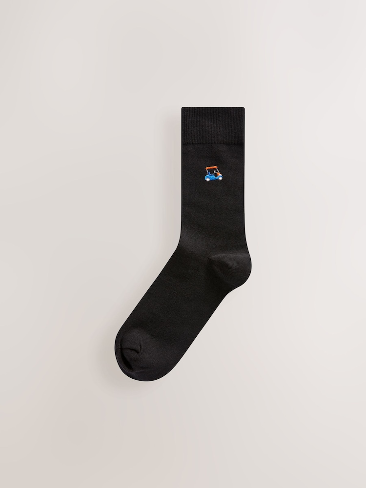 Golf noir - Standard - Paquet de chaussettes brodées amusantes 5 - Image 3 of 8