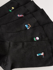 Black Golf Fun Embroidered Socks 5 Pack - Image 8 of 8