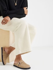 Simply Be Nude Wide Fit Buckle Detail Flat Mules - Image 1 of 4