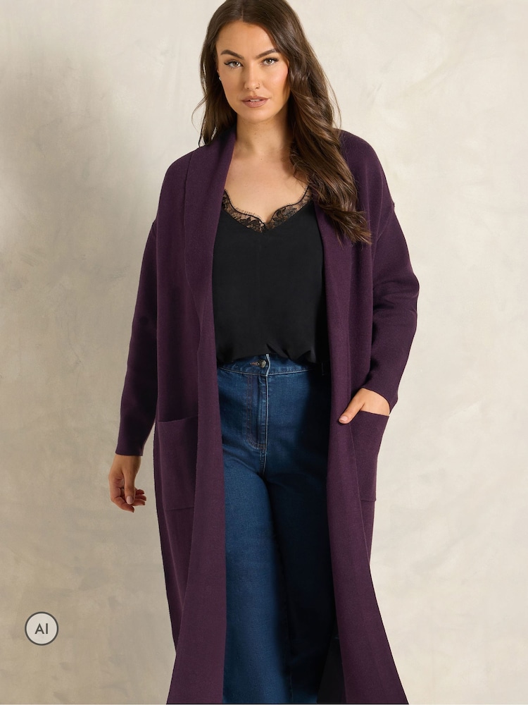Evans Purple Premium Longline Coatigan - Image 1 of 6 Evans Purple Premium Longline Coatigan - Image 1 of 6
