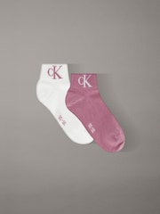 Calvin Klein White/Purple Jeans Monogram Socks 2 Pack - Image 1 of 2