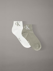 Calvin Klein Beige/White Jeans Monogram Socks 2 Pack - Image 1 of 2